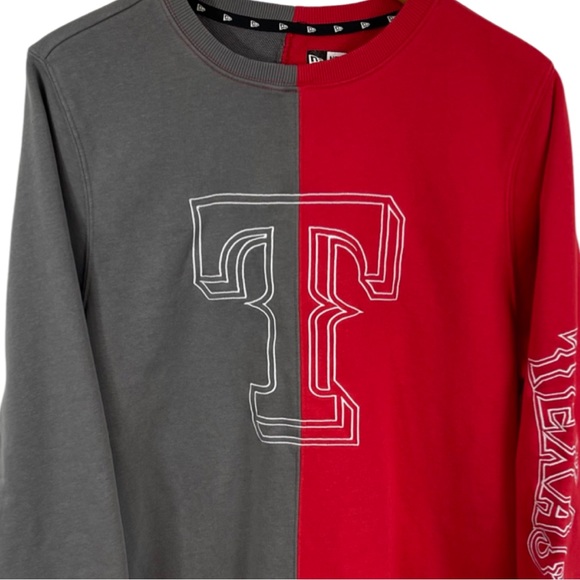 NEW ERA Women’s Color Block Texas Rangers French Terry Crew Neck Sweat Shirt M - Picture 2 of 9